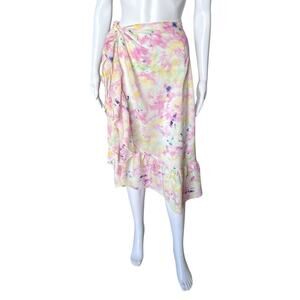 ANNA & AVA Womens One Size Tie Dye Adjustable Wrap Sarong Ruffled Skirt